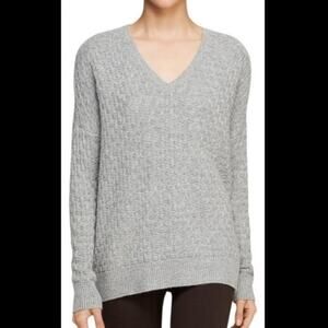 Vince Double Vneck Texture Cashmere Wool Sweater Gray Size Small